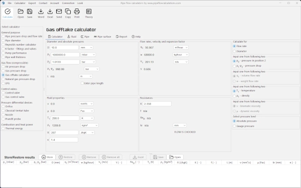 Gas discharge calculator