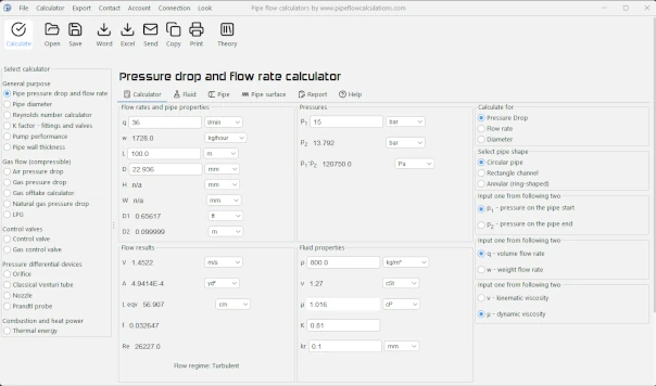 Pressure drop calculator