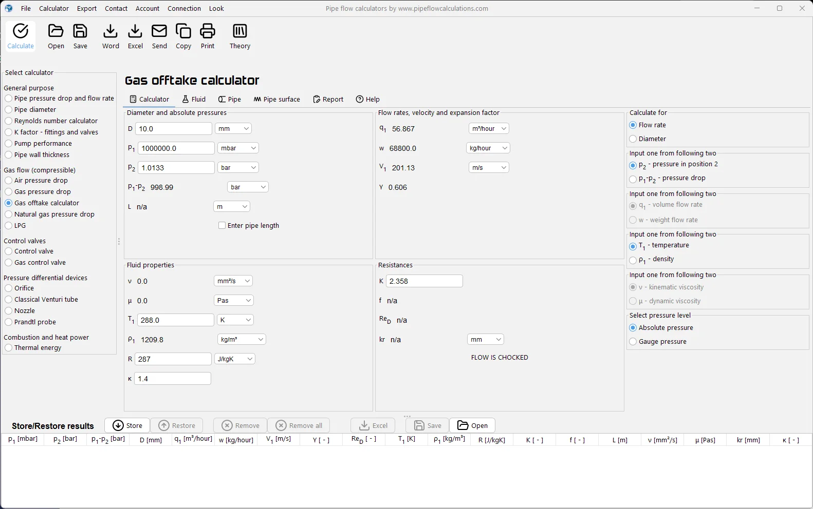 Gas discharge calculator