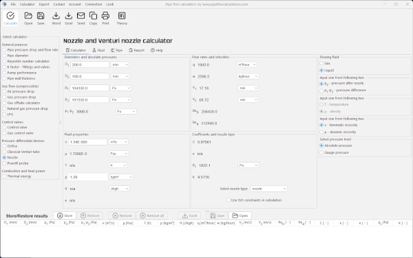 Nozzle calculator