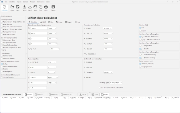 Orifice sizing calculator