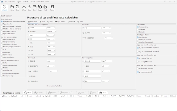 Pressure drop calculator